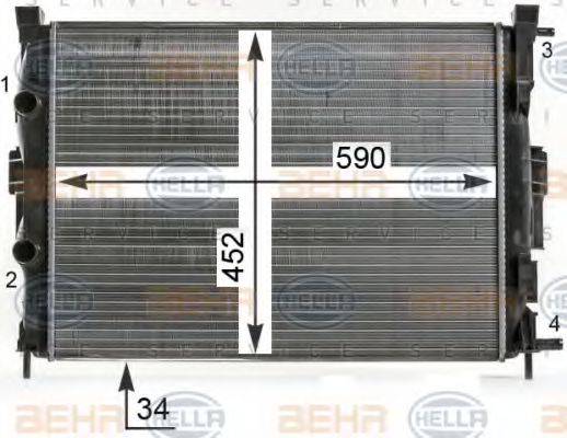 HELLA 8MK376700684 Радіатор, охолодження двигуна