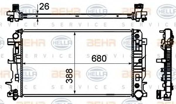 HELLA 8MK376701014 Радіатор, охолодження двигуна