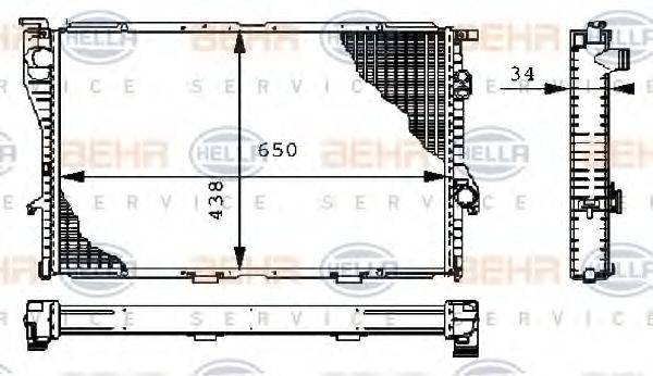 HELLA 8MK376711114 Радіатор, охолодження двигуна