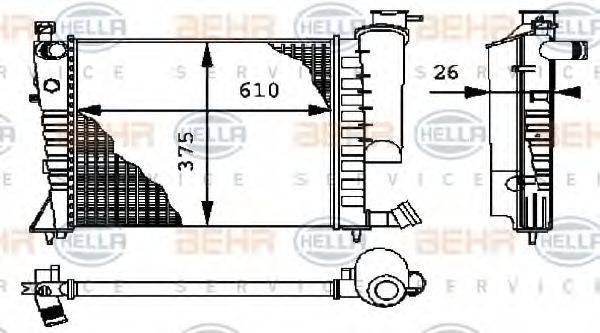 HELLA 8MK376712614 Радіатор, охолодження двигуна