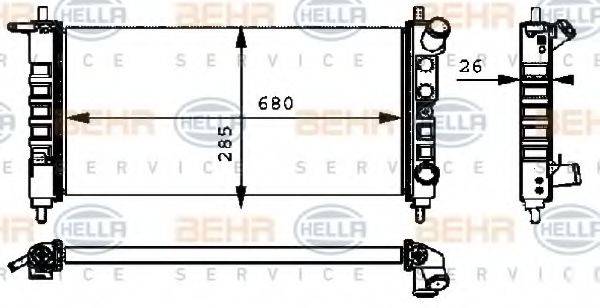 HELLA 8MK376712704 Радіатор, охолодження двигуна