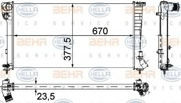 HELLA 8MK376715524 Радіатор, охолодження двигуна