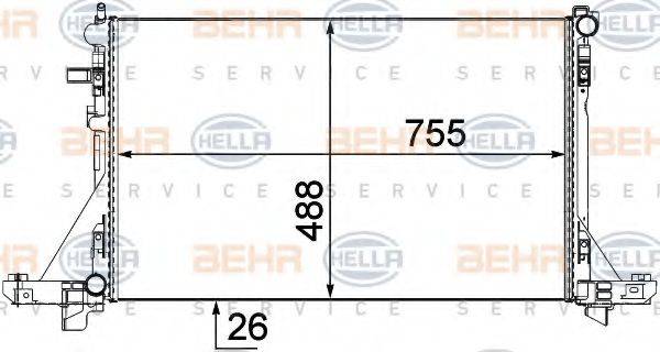 HELLA 8MK376737104 Радіатор, охолодження двигуна