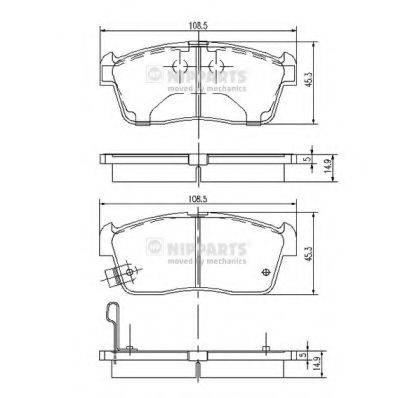 NIPPARTS J3608021 Комплект гальмівних колодок, дискове гальмо