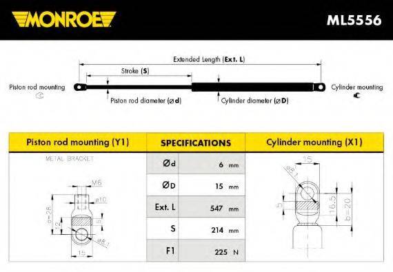 MONROE ML5556 Газова пружина, капот