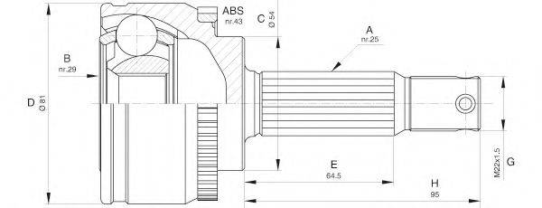 OPEN PARTS CVJ560710 Шарнірний комплект, приводний вал