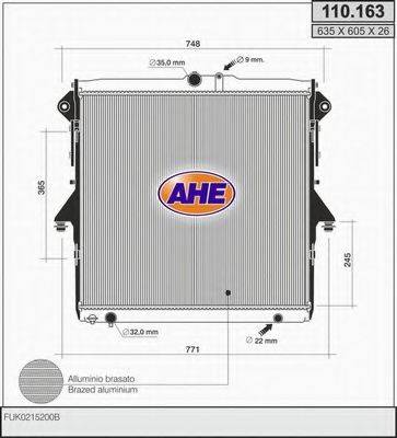 AHE 110163 Радіатор, охолодження двигуна